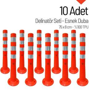Ensemble de 10 délimiteurs flexibles de 75 x 8 cm, 100% TPU, produits d'avertissement routier - Product Image 1