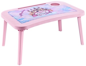 Escritorio de estudio de plástico plegable duradero Rosa AFOSSA con estampado de dibujos animados y patas ajustables Mesa portátil para aprender y jugar - Product Image 1