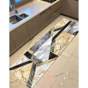 Tapis en marbre gris et jaune, tapis en marbre de luxe, tapis imprimé, tapis en velours - Product Image 3