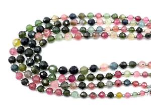 Cuentas Redondas de Turmalina Multicolor, Piedras Preciosas Naturales de Calidad AAA, Tamaño 4X6MM, 11 Pulgadas, Cuentas para Hacer Joyería - Product Image 5