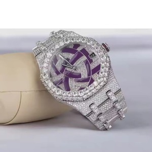 High Luxury White Gold Leather VVS Moissanite Antique Men's <b>Watch</b> Sapphire <b>Crystal</b> Waterproof Stainless Steel Iced Mechanical - Product Image 2