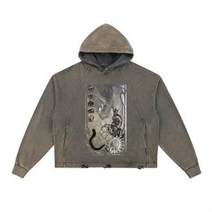 เสื้อฮู้ดดี้ผู้ชายไซส์ใหญ่พิเศษ ผ้าฝ้าย 100% ลายพิมพ์วินเทจ สตรีทแวร์ รับผลิตแบบ OEM ขายส่งจากโรงงาน - Product Image 1