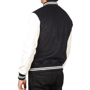 Nueva moda negra chaqueta Varsity de lana para hombre cuello alto estilo callejero Vintage Letterman diseño de béisbol a la venta - Product Image 5
