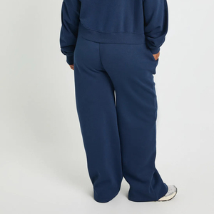 Pantalones de chándal de pierna ancha de algodón 100% de peso pesado para mujer 500GSM cálidos de gran tamaño Joggers cintura elástica logotipo impreso personalizado transpirable - Product Image 6