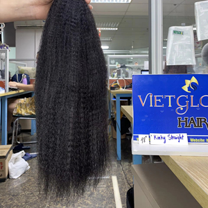 Cheveux bruts soyeux Machine Double trame crépus droits brillants cheveux humains bruts vietnamiens pour les femmes noires - Product Image 3