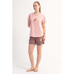 Conjunto de Top y Pantalones Cortos KADIN P.SUPREM O YAKA KISA KOL ETEGI OVAL SORT - Rosa - Rosa - Product Image 3