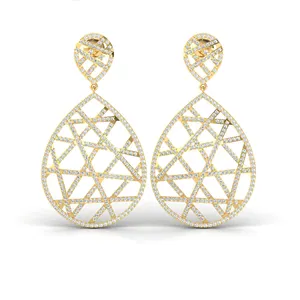 Orecchini di diamanti in oro bianco 18 carati di lusso nuovo Design in oro massiccio orecchino di gioielleria con orecchini di diamanti veri per gioielli da donna