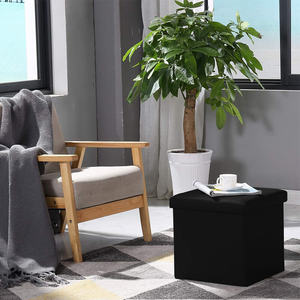 40x40x40 cm elegante Design quadrato portaoggetti pouf in cuoio cubo in nero bianco grigio - Product Image 3