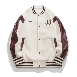 High Quality Stand Collar Letterman <b>Jackets</b> Customized Embroidery <b>Patches</b> High Street Style Varsity <b>Jackets</b> Chenille <b>Patches</b> - Product Image 1