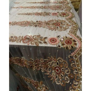 Haute qualité tissé coton perlé travail brodé dentelle tissu pour femmes décontracté et fête porter mariages filles robes - Product Image 5