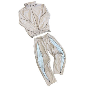 Survêtement de fitness deux pièces de style solide pour hommes, veste coupe-vent en nylon avec fermeture éclair, polaire de gymnastique, coupe-vent de grande taille, nouvel arrivage - Product Image 5