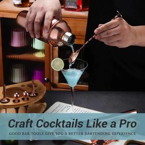 Juego de coctelera de acero inoxidable con elegante base de madera y tapa para bodas y eventos especiales - Product Image 5