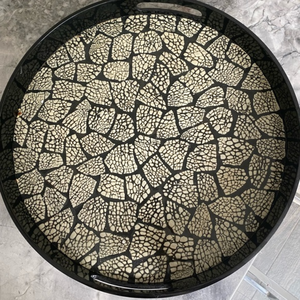 High Quality Best Selling Eggshell Inlay Round <b>Tray</b> with Handle Handcrafted Serving <b>Tray</b> Kitchen Wares Wholesale From Vietnam - Product Image 3