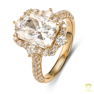 แหวนแต่งงานรูปวงรีขนาด7.5x10มม. สำหรับผู้หญิงแหวนหมั้นเพชรสวิส VVS Moissanite สุดหรูออกแบบได้ตามต้องการ - Product Image 2