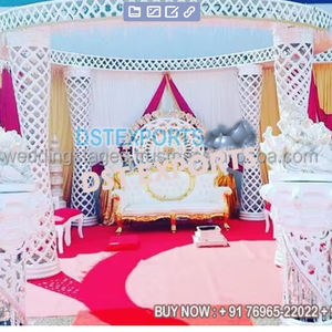 Adorable moderno portátil FRP cristal boda Mandap configuración glamoroso al aire libre diamante corte Palazzo boda decoración - Product Image 1