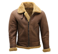 Veste d'hiver pour homme en fausse fourrure sherpa, 100% cuir véritable, grande taille, col rabattable, chauffante, coupe-vent, écologique