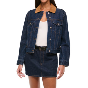 Nouvelle arrivée veste de camionneur en jean pour femmes manteaux et vestes pour femmes tendance classique nouvelle coupe col contrasté boutonné - Product Image 1