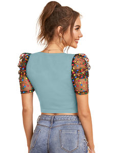 Top de boutique indienne haut de gamme dernière exclusivité à la demande exclusive confortable vêtements de fête réguliers hauts courts vêtements occidentaux - Product Image 3