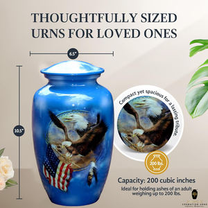 โกศเผาศพรูปนกพร้อมธงชาติ ดีไซน์รักษ์โลก ปรับแต่งได้ ความจุ 220 คิวบิกอินช์ สำหรับใส่เถ้ากระดูกมนุษย์ - Product Image 5