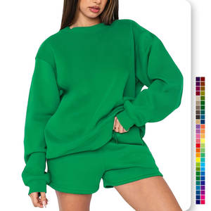 Wholesale Winter <b>Women's</b> 2 Piece Solid Fleece Sweatsuit Sets 100% Cotton Customizable Sports Jogging Sweat Suit - Product Image 1