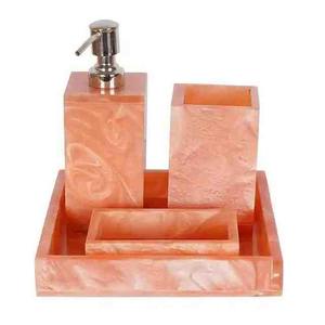 Moderno Juego de Baño de 4 Piezas de Diseño Superior en Resina Brillante Incluye Dispensador de Jabón y Portacepillos de Dientes para Uso Doméstico - Product Image 1