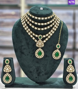 Most Trendy <b>Women</b> Jewellery Wedding Function Kundan Stone Studded With Antique Gold Plated <b>Long</b> Jewellery Set <b>Earring</b> & Mangtika - Product Image 4