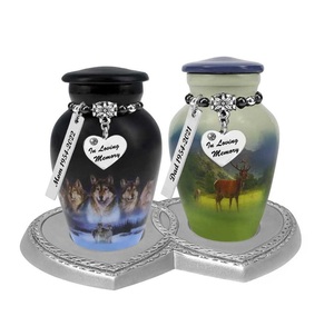 Support commémoratif en étain à double cœur pour 2 mini urnes, urnes en aluminium pour cendres humaines, adulte, homme, femme, cendres volumineuses, hommes - Product Image 6