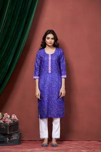 Conjunto de Kurti de algodón suave y cómodo de calidad superior para mujer disponible al mejor precio de la India - Product Image 2