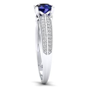 Anillo de Zafiro Azul de 0.75 Quilates con Corte Redondo, Oro Blanco Sólido de 14K, Joyería Fina con Moissanita Certificada por GRA, Personalizado por REYES - Product Image 3