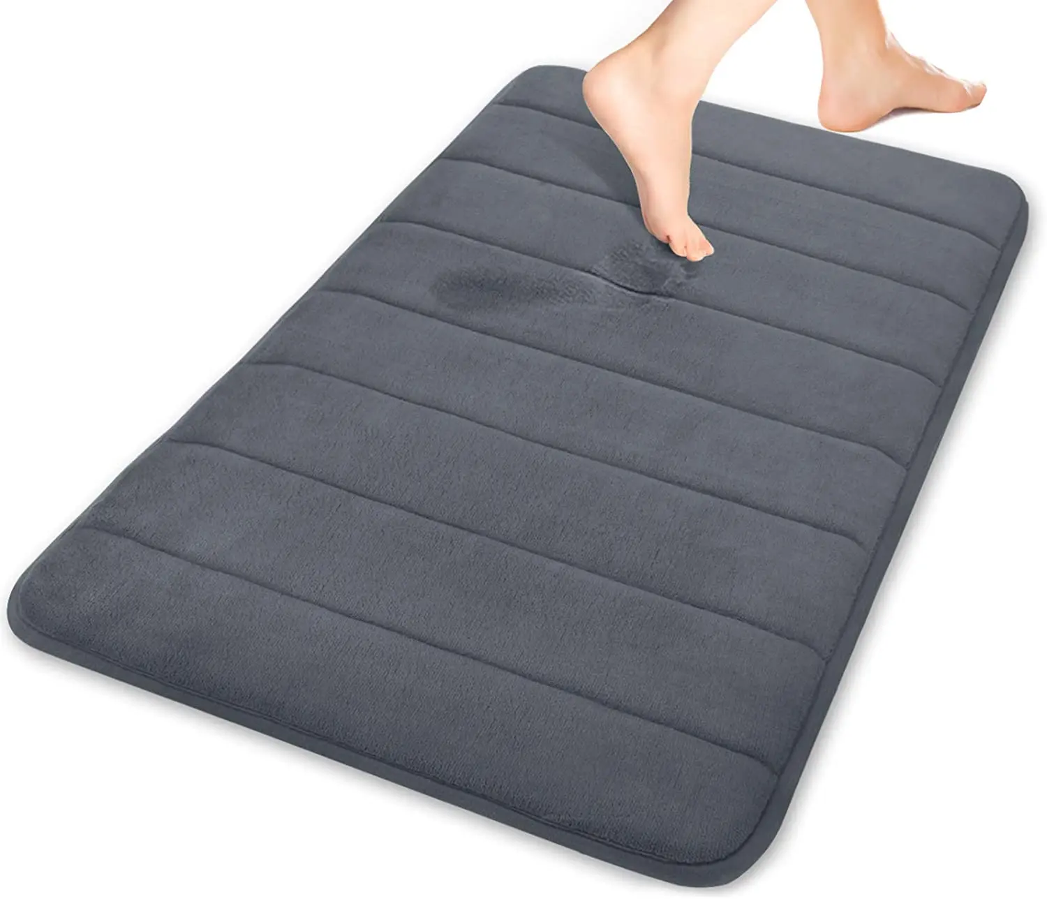 Memory Foam Bath Mat Large Size 24 X 17 Inches Dark Gray Square Soft And Comfortable Easier To Dry For Bathroom Floor Rug