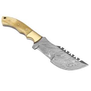 Couteau multifonctionnel à lame fixe Damas Tracker Outil d'extérieur avec gaine en cuir et poignée confortable - Product Image 5