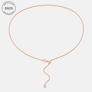 Kalung Liontin Hati Rantai Bulat Potongan Berlian Perak Sterling 925 Lapis Emas Rose 46cm untuk Wanita, Cocok untuk Dipakai Sehari-hari - Product Image 1