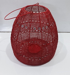 Red Cherry Wire Metal Wax Candle Holders <b>Tealight</b> Light <b>Lantern</b> Large for Christmas Home Decoration Handmade - Product Image 3