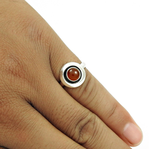 Joyería de piedra natal de diciembre, anillo de forma redonda de piedra preciosa cornalina Natural de Plata de Ley 925 para mujer y niñas, proveedor mayorista - Product Image 2