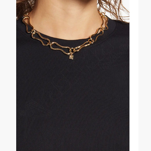 Camiseta de algodón para mujer, Top corto ajustado de punto negro con cuello redondo semiajustado, medio extragrande con logotipo personalizado, transpirable y ligero - Product Image 6