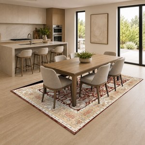 Tapis de salon en chenille antidérapant, imprimé numériquement, motif médaillon traditionnel rouge bordeaux, lavable en machine, vente en gros RUGS DEPOT LXDP-0005 - Product Image 4