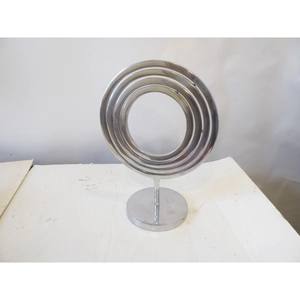 Sphère armillaire moderne en aluminium Sculpture abstraite Décoration intérieure Art Métallique Argent Ornement de table Contemporain - Product Image 3