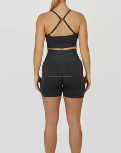 High Class Women's Seamless Yoga Set Halter Neck Convertible Strap Skinny <b>Shorts</b> Breathable Eco-Friendly Spandex/<b>Polyester</b> Low - Product Image 2