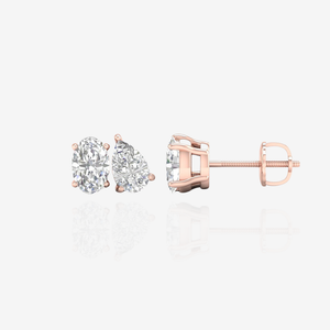 Boucles d'oreilles en or 14 carats avec diamants en moissanite de forme ovale et en forme de poire, bijoux élégants et luxueux - Product Image 6