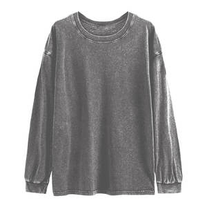 400gsm High Quality Cotton Women's <b>Oversized</b> Acid Wash <b>Sweatshirts</b> Loose <b>Vintage</b> Acid Washed Distressed Women <b>Sweatshirt</b> - Product Image 4