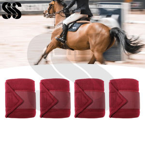 Ensemble de 4 bandages pour jambes en polaire pour chevaux, utilisation en écurie, fermeture à crochets et boucles, couleurs personnalisées disponibles, soins préventifs - Product Image 4