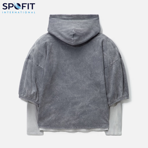 New Article Wholesale Acid Wash Hoodies Custom Logo Oversized French Terry <b>Vintage</b> Washed Cropped Hoodies <b>Sweatshirt</b> Streetwear - Product Image 2