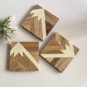 Posavasos y Alfombrillas de Té de Estilo Clásico, Hechos a Mano con Incrustaciones de Hueso, Ecológicos, con Color Personalizado para Decoración de Mesa - Product Image 3