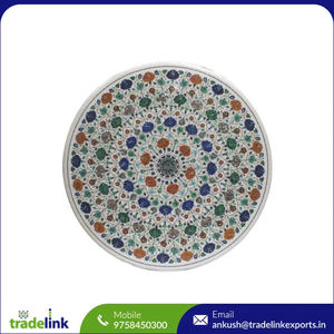 Table basse octogonale en marbre avec dessus en verre semi-précieux incrusté Assemblage facile Meubles de maison Décor fait à la main Moderne - Product Image 5