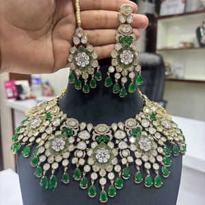 Classic Premium Quality Gold Plated Kundan <b>Pearls</b> Look <b>Necklace</b> <b>Set</b> With Earrings Tikka for Wedding Wear Collection For Women - Product Image 1