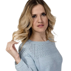 Susy Pull d'été fin en cachemire mélangé pour femme, encolure bateau, manches longues raglan, col à nœud, logo avant, style imprimé décontracté - Product Image 1