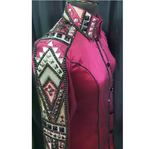 Western Showmanship Bling Shirt pour femme Confortable Stretch Taffetas Tenue d'équitation Vêtements équestres - Product Image 2