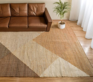 Alfombra de Lana Moderna Hecha a Mano Srishti, Diseño Geométrico, Lavable, Felpa, Tamaño Personalizado, Cuadrada, Tonos Naturales, Alfombra para Interiores - Product Image 2