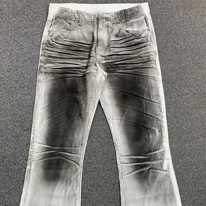 Jeans en denim personnalisables de haute qualité unisexe 100% coton lavé coloré léger en laine brodé taille élastique Logo personnalisé - Product Image 1