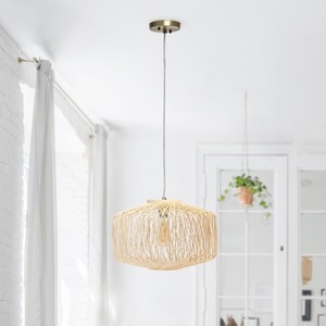 Lámpara colgante de bambú para el hogar con iluminación retro al por mayor, lámpara de techo colgante china con pantalla de ratán tejido vietnamita - Product Image 4